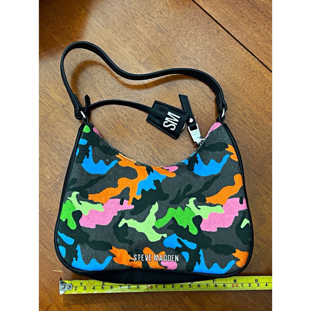Steve Madden Neon Camo Shoulder Bag Purse Multicolor Camouflage Y2K Bagette